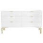 Wide White High Gloss 6 Drawer Chest of Drawers with Gold Legs - Valencia