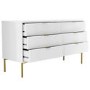 Wide White High Gloss 6 Drawer Chest of Drawers with Gold Legs - Valencia