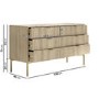 Wide Oak Ribbed 6 Drawer Chest of Drawers with Gold Legs - Valencia