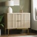 Wide Oak and Gold Ribbed 2 Drawer Bedside Table - Valencia
