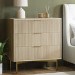 Oak and Gold Ribbed 3 Drawer Chest of Drawers - Valencia