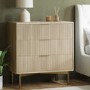 Oak and Gold Ribbed 3 Drawer Chest of Drawers - Valencia