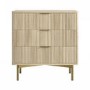 Oak and Gold Ribbed 3 Drawer Chest of Drawers - Valencia