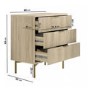 Oak and Gold Ribbed 3 Drawer Chest of Drawers - Valencia