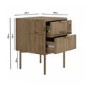 Dark Wood Ribbed 2 Drawer Bedside Table - Valencia