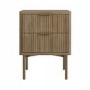 Dark Wood Ribbed 2 Drawer Bedside Table - Valencia