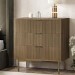 Dark Wood Ribbed 3 Drawer Chest of Drawers - Valencia
