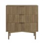 Dark Wood Ribbed 3 Drawer Chest of Drawers - Valencia