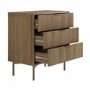 Dark Wood Ribbed 3 Drawer Chest of Drawers - Valencia