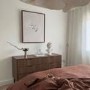 Wide Dark Wood Ribbed 6 Drawer Chest of Drawers with Bronze Legs - Valencia