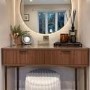 GRADE A2 - Dark Wood Ribbed Dressing Table with Storage Drawers - Valencia