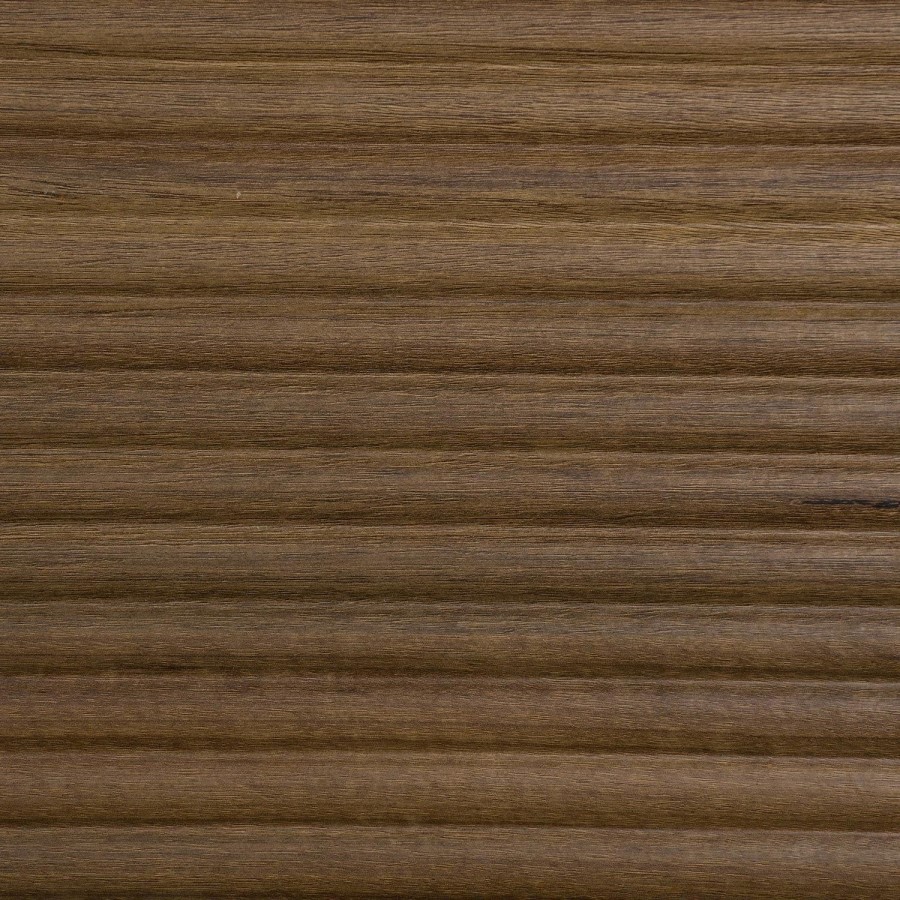 Wide Dark Wood and Bronze Ribbed 2 Drawer Bedside Table - Valencia