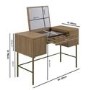 Dark Oak Ribbed Dressing Table with Storage and Fold-Out Mirror - Valencia 