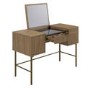 Dark Oak Ribbed Dressing Table with Storage and Fold-Out Mirror - Valencia 