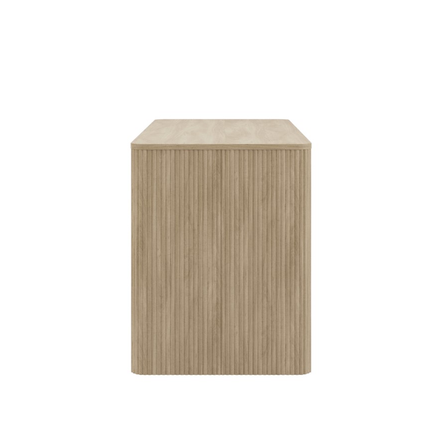 Light Oak Ribbed Office Desk with 3 Drawers - Valencia 