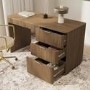 Dark Oak Ribbed Office Desk with 3 Drawers - Valencia