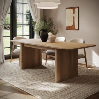 GRADE A1 - Large Rustic Oak Extendable Dining Table - Seats 6 - 8 - Wave
