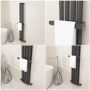 Black Designer Wall-Mounted Towel Holder for Steel & Electric Radiators - 320mm