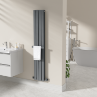 Anthracite Designer Wall-Mounted Towel Holder for Steel & Electric Radiators - 320mm