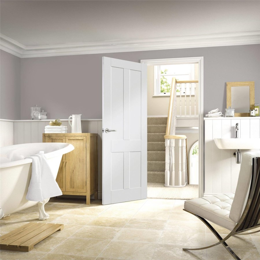 Internal White Primed Victorian 4-Panel Shaker Door - 1981 x 610 x 35mm - Victoria - XL Joinery