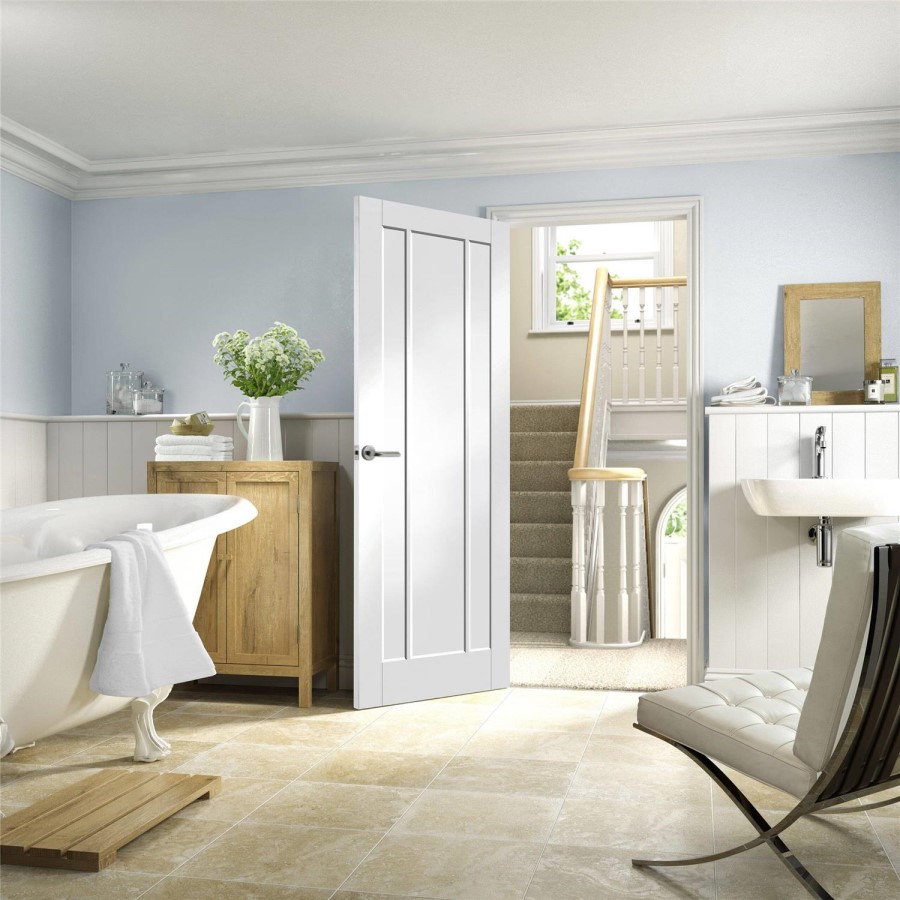 Internal White Primed 3-Panel FD30 Fire Door - 2040 x 626 x 44mm - Worcester - XL Joinery