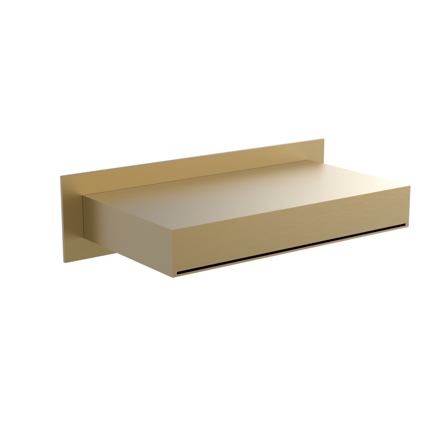 Brushed Brass Wall Mounted Waterfall Bath Filler Spout - Zanda