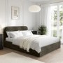 Khaki Green Velvet Upholstered King Size Ottoman Bed with Curved Headboard - Zara