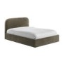 Khaki Green Velvet Upholstered Small Double Ottoman Bed with Curved Headboard - Zara