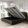 Khaki Green Velvet Upholstered Super King Ottoman Bed with Curved Headboard - Zara