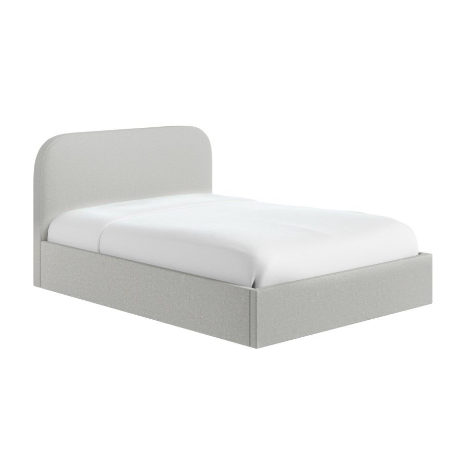 Grey Upholstered Double Ottoman Bed with Curved Headboard - Zara