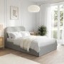 Grey Upholstered Small Double Ottoman Bed with Curved Headboard - Zara