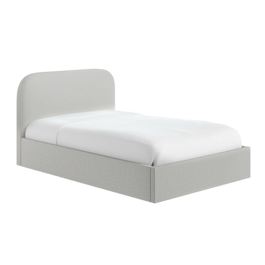 Grey Upholstered Small Double Ottoman Bed with Curved Headboard - Zara