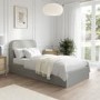 Grey Upholstered Single Ottoman Bed with Curved Headboard - Zara