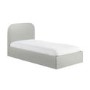 Grey Upholstered Single Ottoman Bed with Curved Headboard - Zara