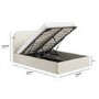Cream Upholstered Small Double Ottoman Bed with Curved Headboard - Zara