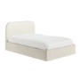 Cream Upholstered Small Double Ottoman Bed with Curved Headboard - Zara