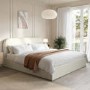 Cream Upholstered Super King Ottoman Bed with Curved Headboard - Zara