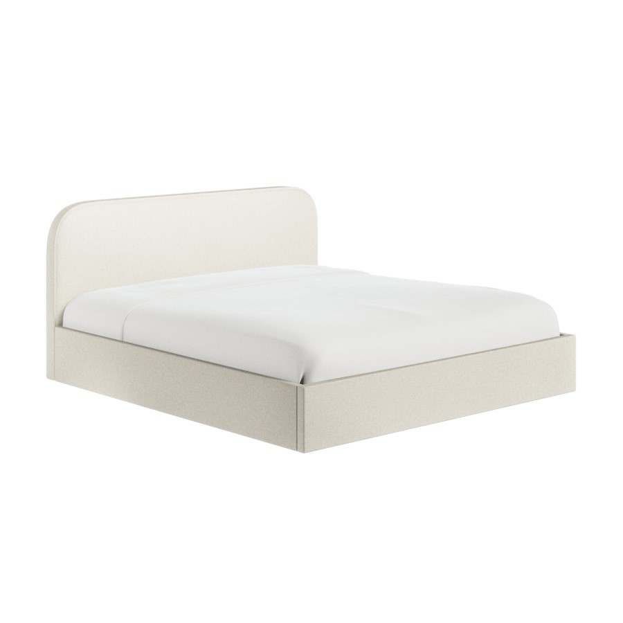 Cream Upholstered Super King Ottoman Bed with Curved Headboard - Zara