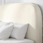 Cream Upholstered Single Ottoman Bed with Curved Headboard - Zara