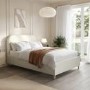 Cream Upholstered Small Double Bed Frame with Curved Headboard - Zara