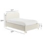 Cream Upholstered Small Double Bed Frame with Curved Headboard - Zara