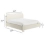 Cream Upholstered Super King Bed Frame with Curved Headboard - Zara