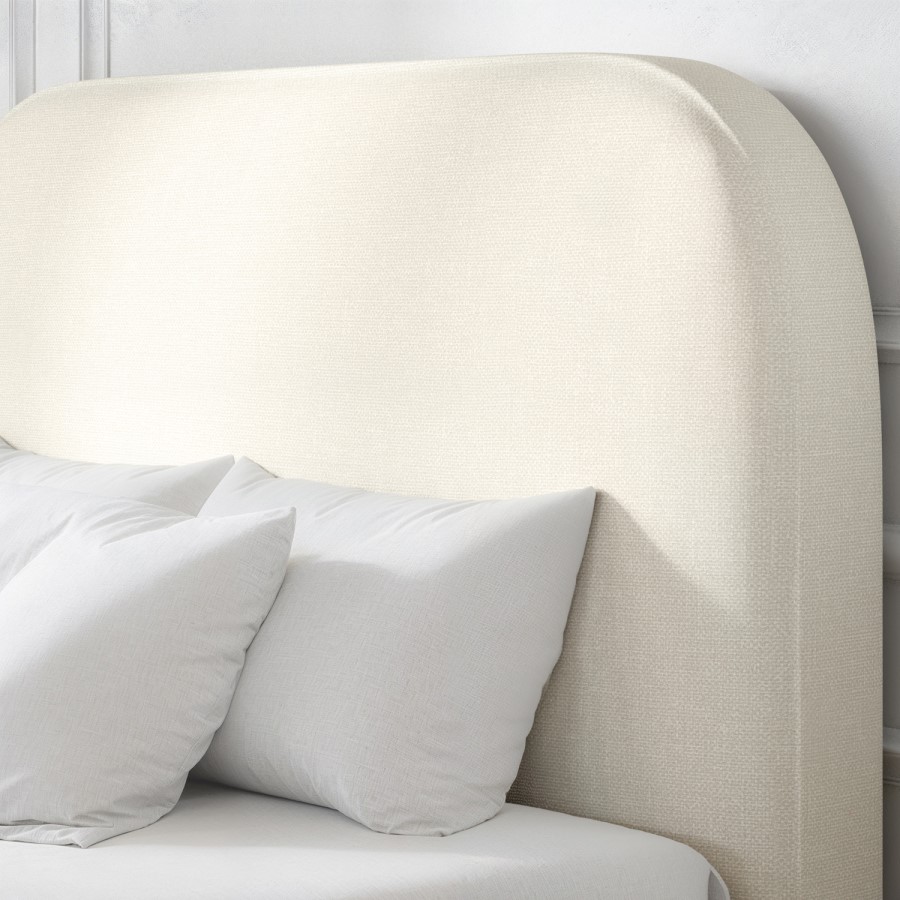 Cream Upholstered Super King Bed Frame with Curved Headboard - Zara
