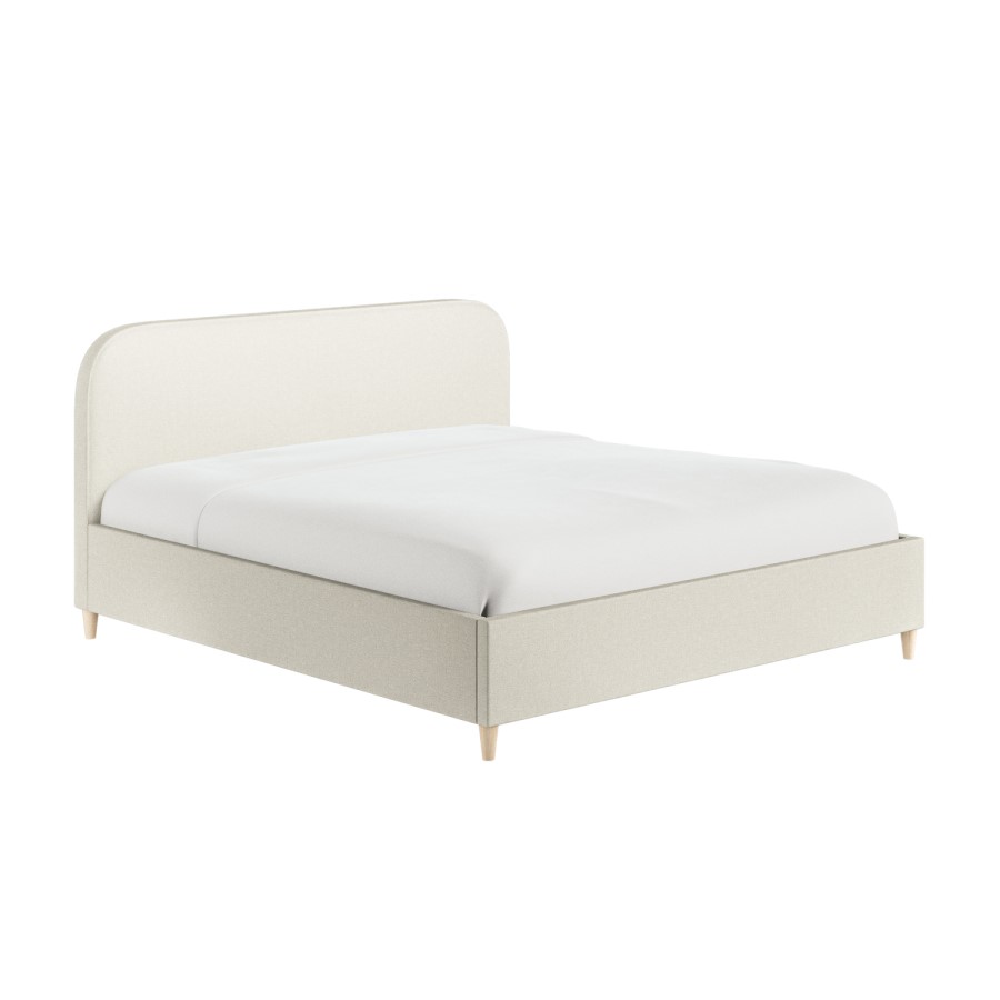 Cream Upholstered Super King Bed Frame with Curved Headboard - Zara