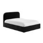 Black Velvet Upholstered Double Ottoman Bed with Curved Headboard - Zara
