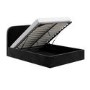 Black Velvet Upholstered Double Ottoman Bed with Curved Headboard - Zara