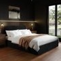 King Size Black Velvet Upholstered Ottoman Bed with Curved Headboard - Zara