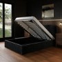 Black Velvet Upholstered Small Double Ottoman Bed with Curved Headboard - Zara