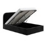 Black Velvet Upholstered Small Double Ottoman Bed with Curved Headboard - Zara