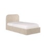 Beige Upholstered Single Ottoman Bed with Curved Headboard - Zara